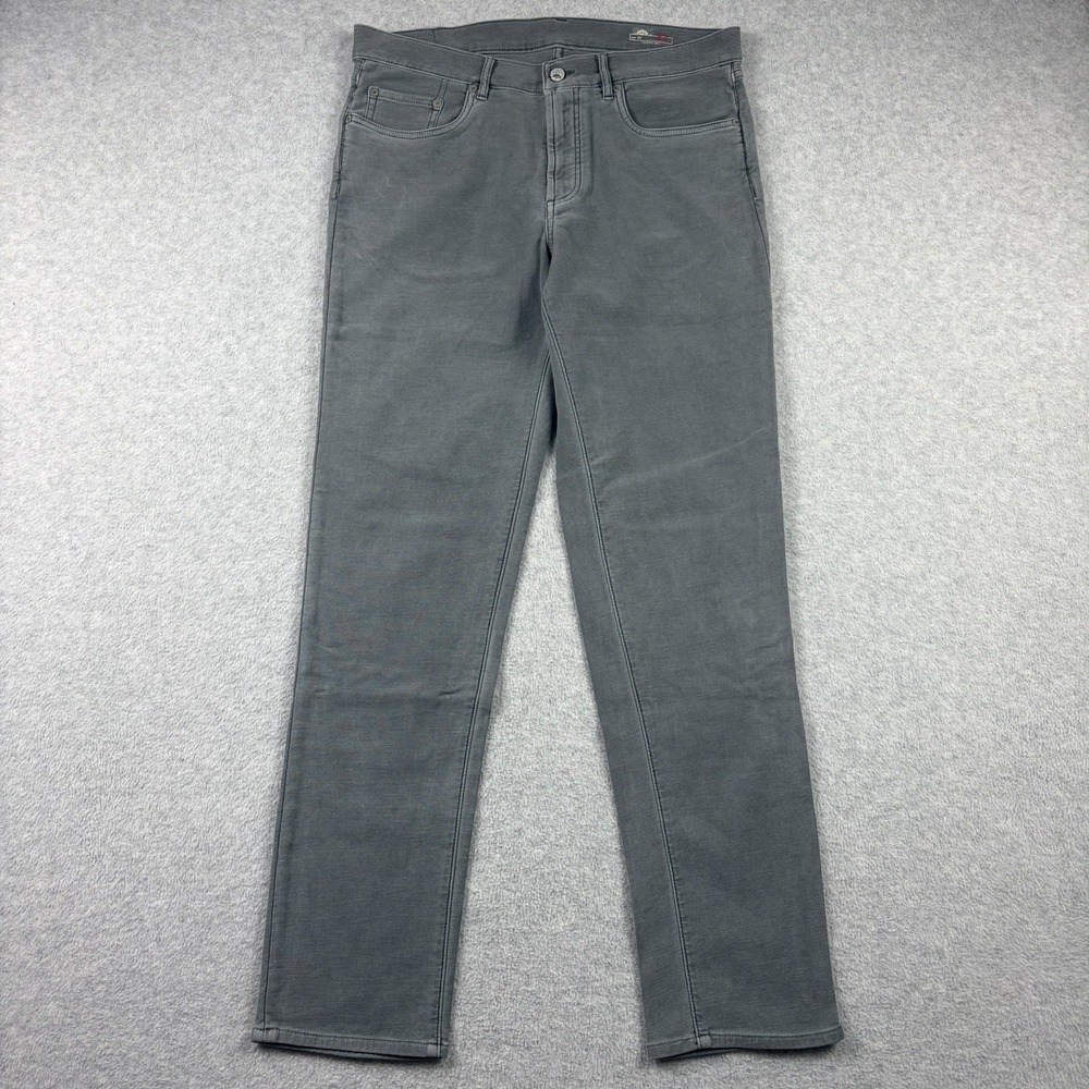 Faherty Pants Mens 33x32 Gray Stretch Terry 5 Pocket Work Travel Casual Preppy